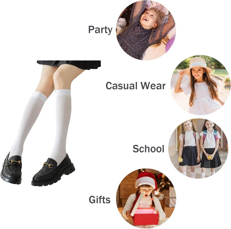 RAYORISA 5 Pack Girls Knee High Socks Kids School Uniform Sheer Stockings Dress Long Socks for 7-18 Years Girls - Image 4